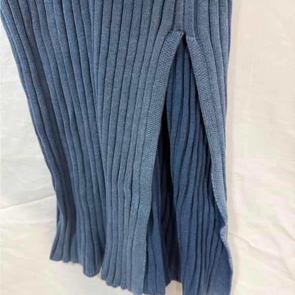 Daily Practice Ribbed Knit Polo Midi Dress Blue Short Sleeve M - Picture 8 of 8